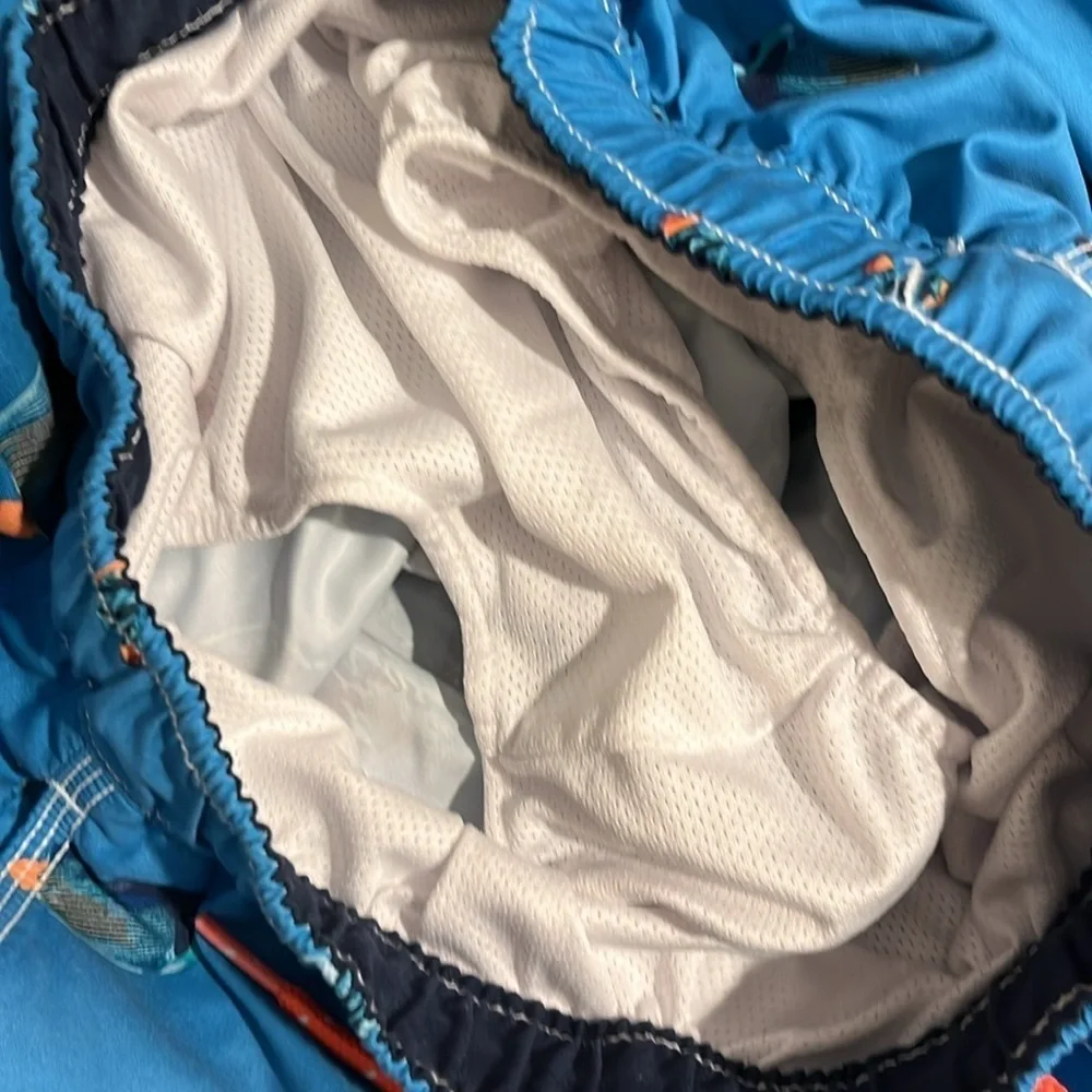 GAP KIDS Youth Boys XL Swim Trunks Blue Ocean Fish Mesh Lining Swim Suit EUC